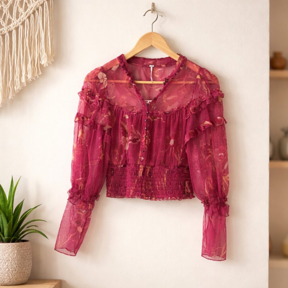 NWT Free People Mesh Blouse, Size Medium